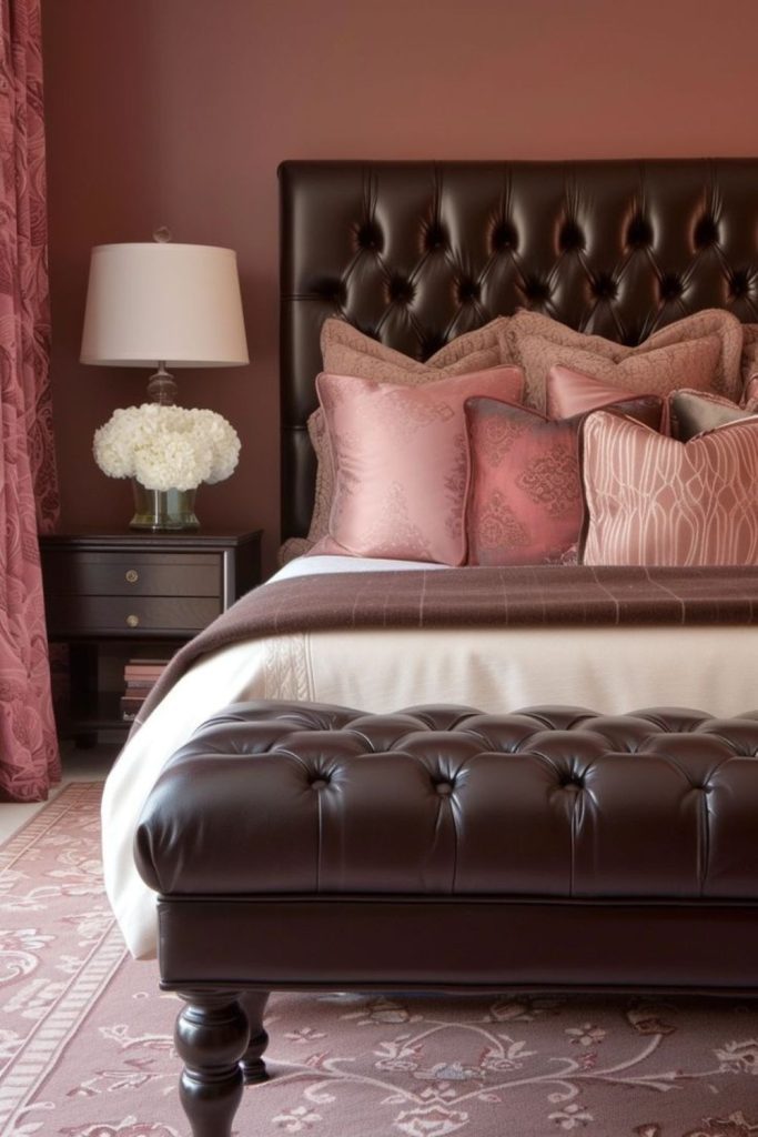 Rose pink walnut bedroom elegance