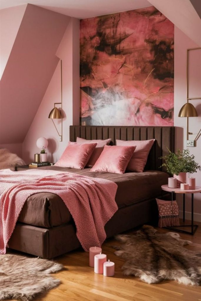 Rosewood and romantic pink bedroom