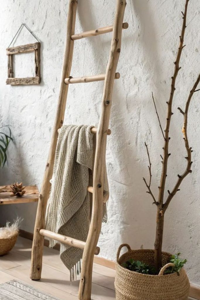 Rustic log style pool ladder project.