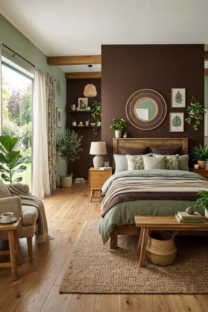 Rustic woodland bedroom with reclaimed wood.