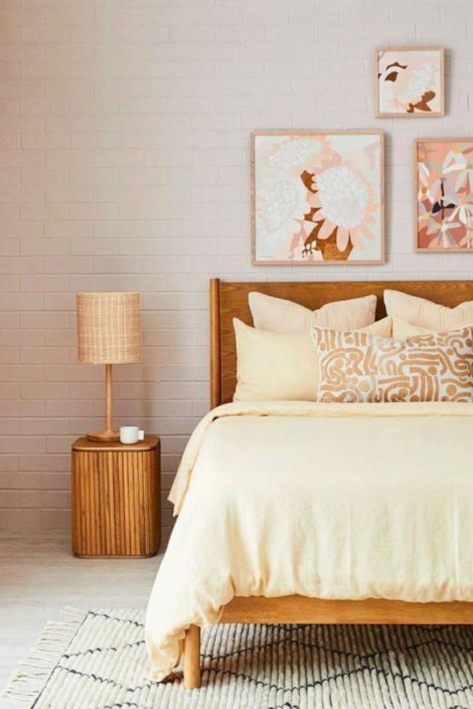 Scandinavian inspired cozy fall bedroom.