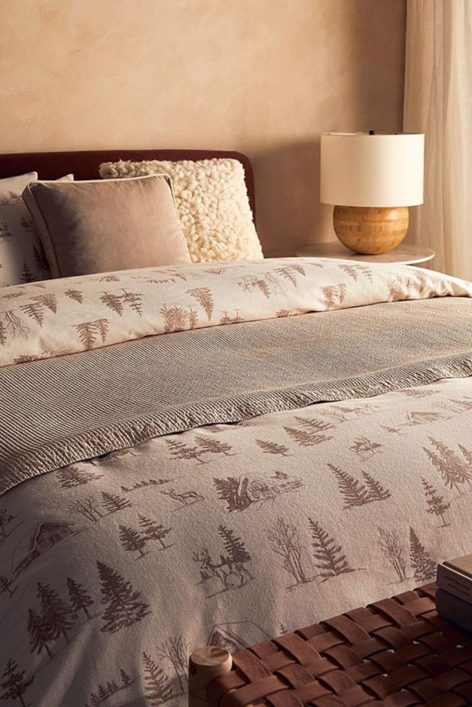 Scandinavian white and gray bedding