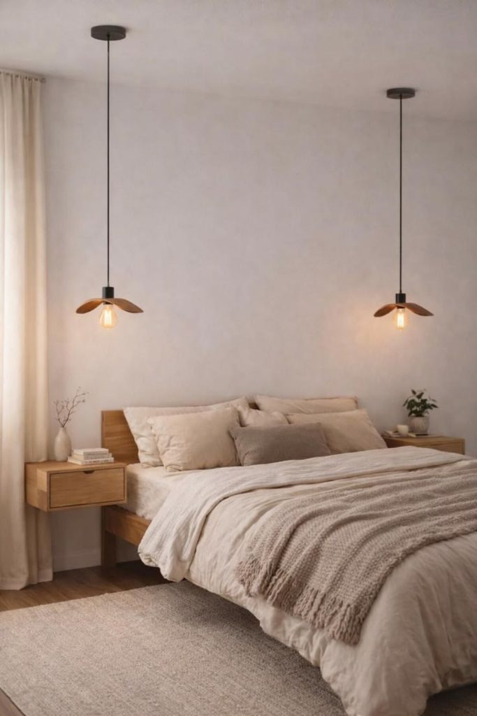 Scandinavian minimalist lighting with soft glow.