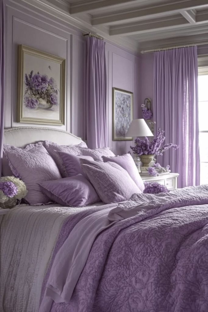 Soft lavender dreamy Y2K bedroom.