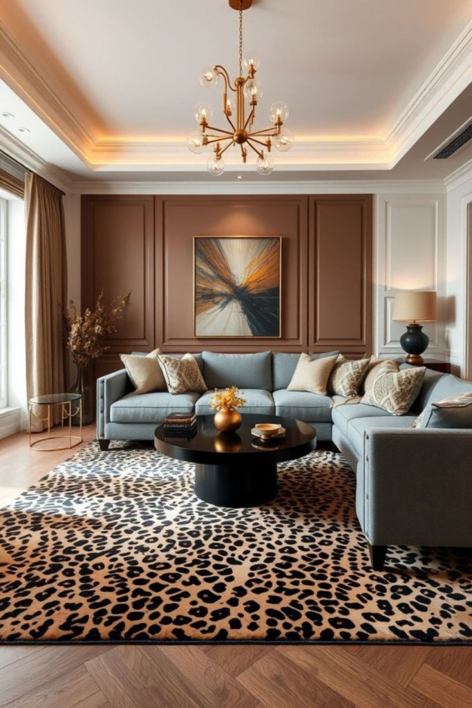 Soft luxury cheetah elegant living room.