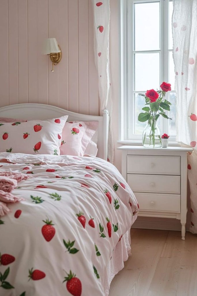 Strawberry milk pink bedroom retreat.