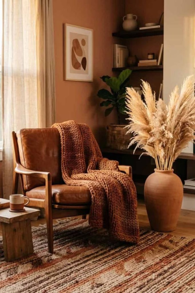 Terracotta fall-inspired cozy room.