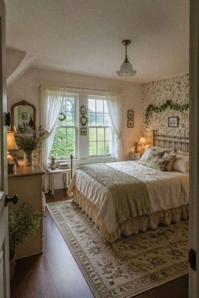 Garden gate bedroom with sage accents