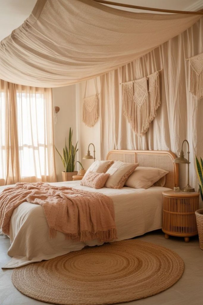 Neutral bedroom with timeless elegant styling.