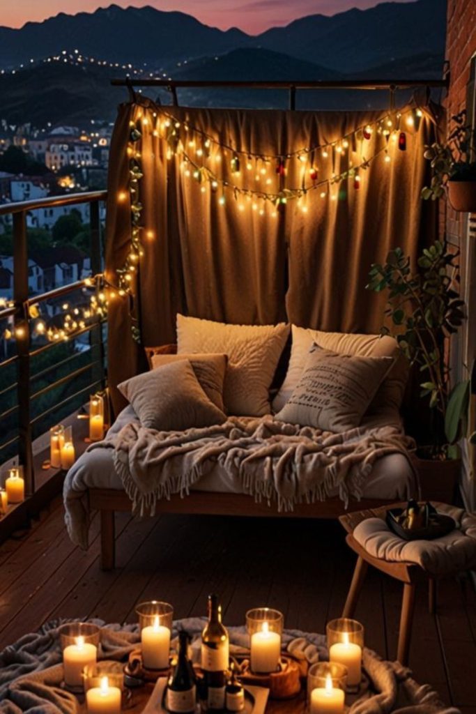 Stargazing bedroom balcony with reclining chairs.