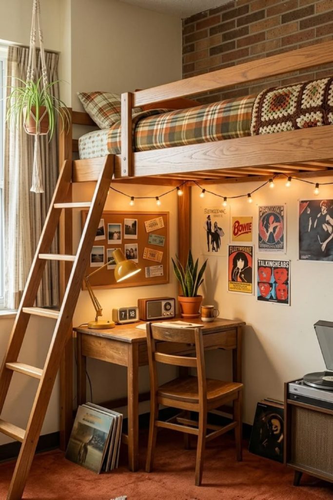 Ultimate cozy lofted dorm retreat.