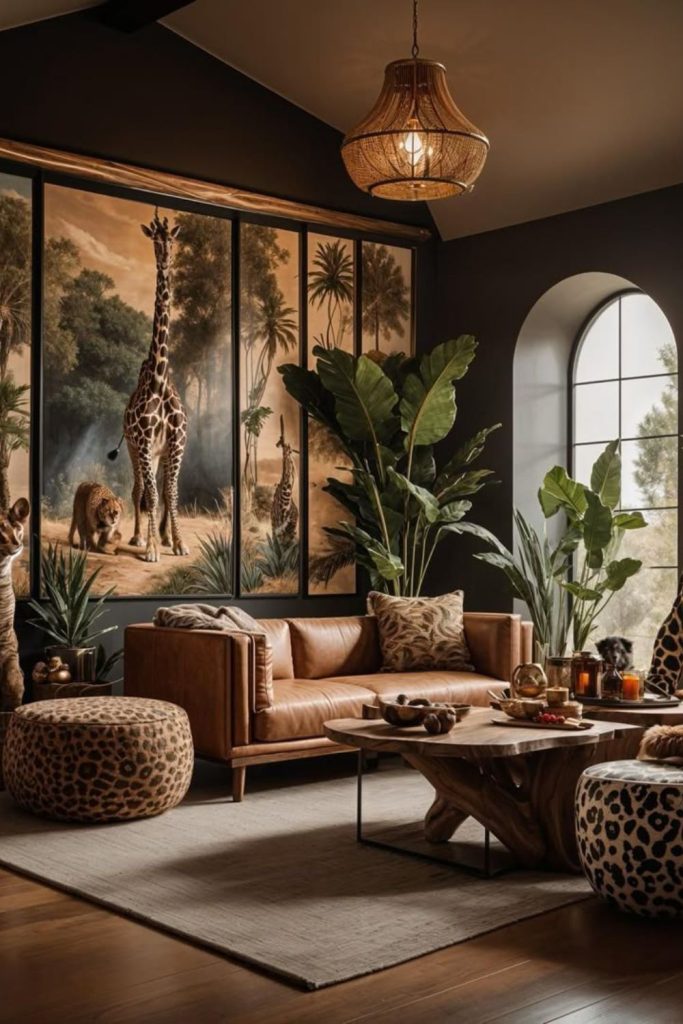 Vintage cheetah charming living room style.