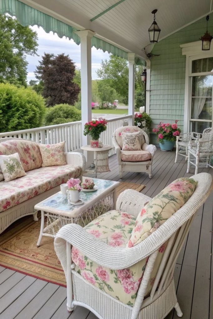 Vintage Southern covered porch with swing.