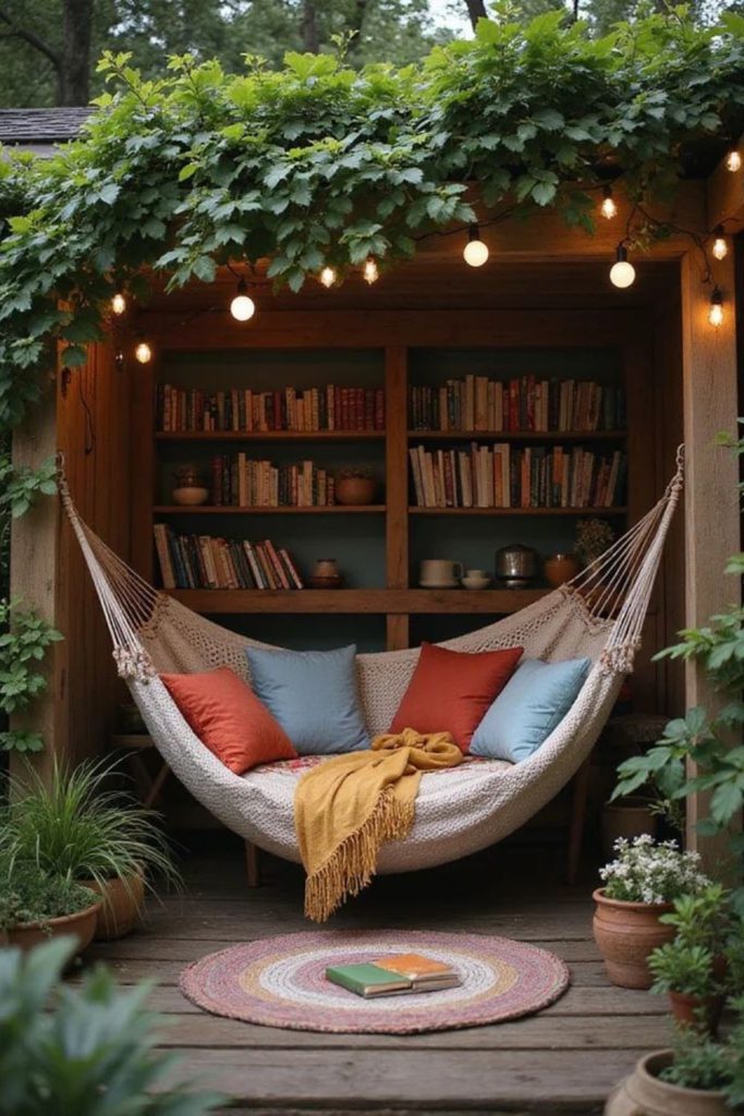Woodland reading nook covered porch design.