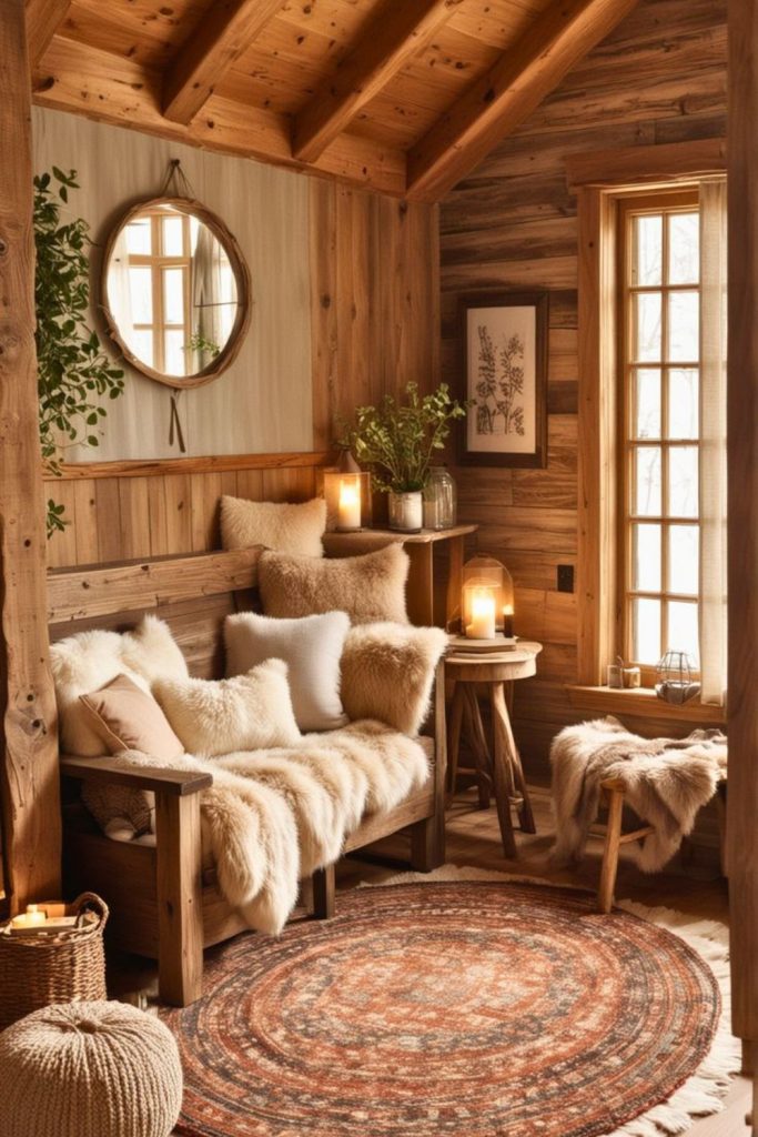 Woodland reading nook fall decor.