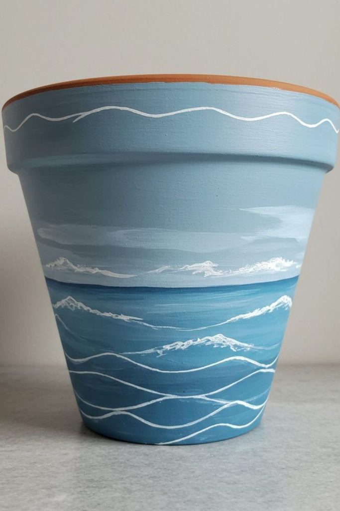 Abstract terracotta waves pottery design.