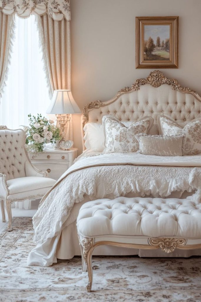 Antique white grandmillennial bedroom haven.