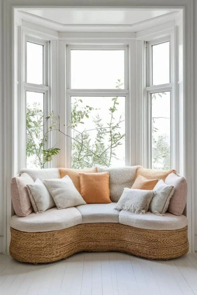 Spacious bay window conversation seat.