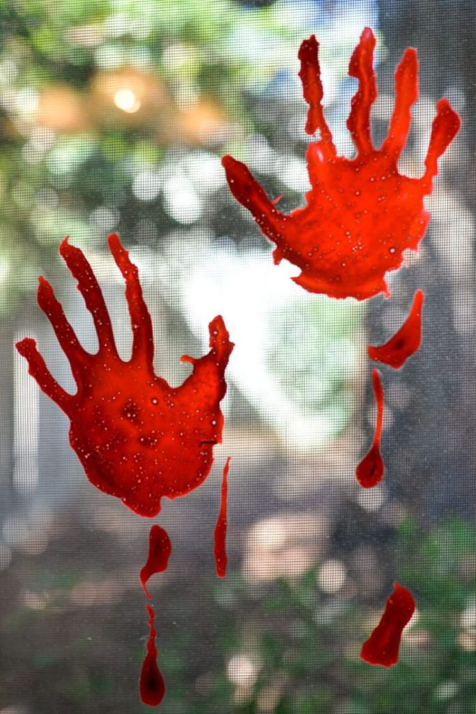 Creepy bloody handprint Halloween mirror