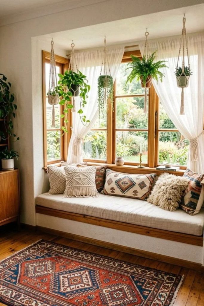Bohemian layered window lounge seating.