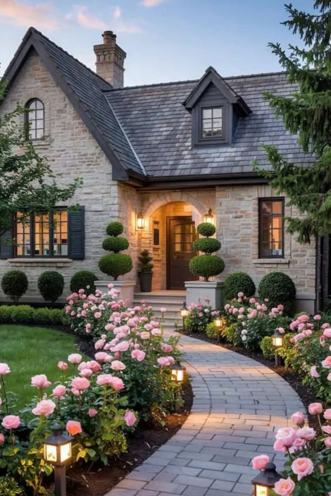 Charming garden entry small house.