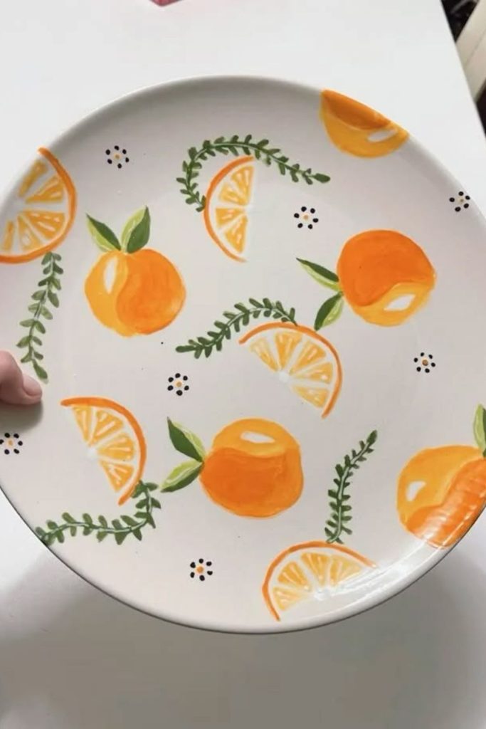 Citrus slice ceramic painting design.
