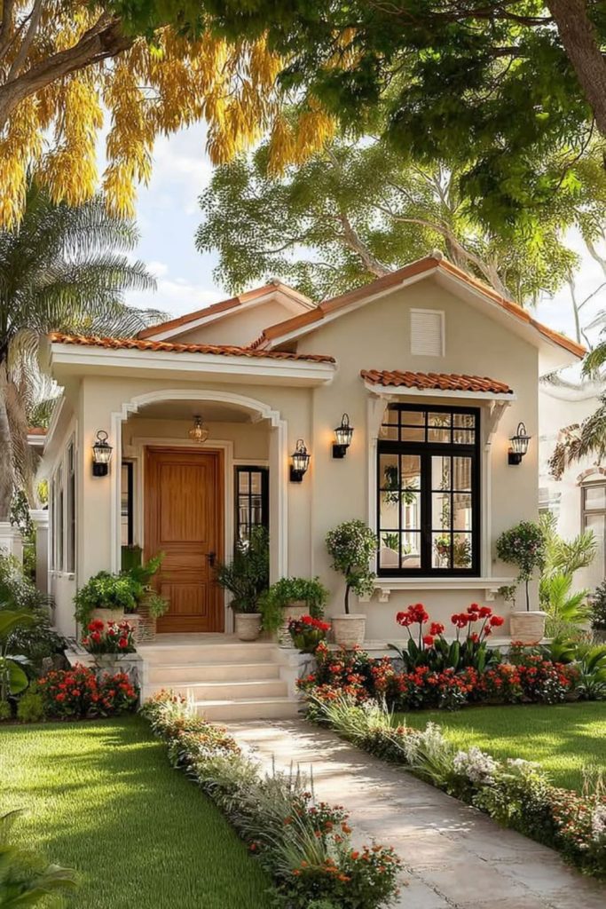 Classic colonial small home exterior.