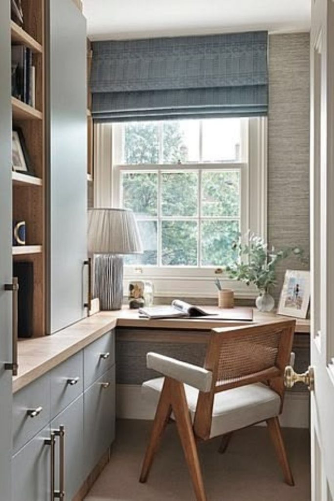 Cozy box room home office setup.
