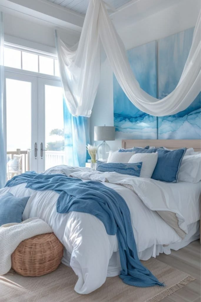 Coastal bedroom featuring breezy seaside decor.