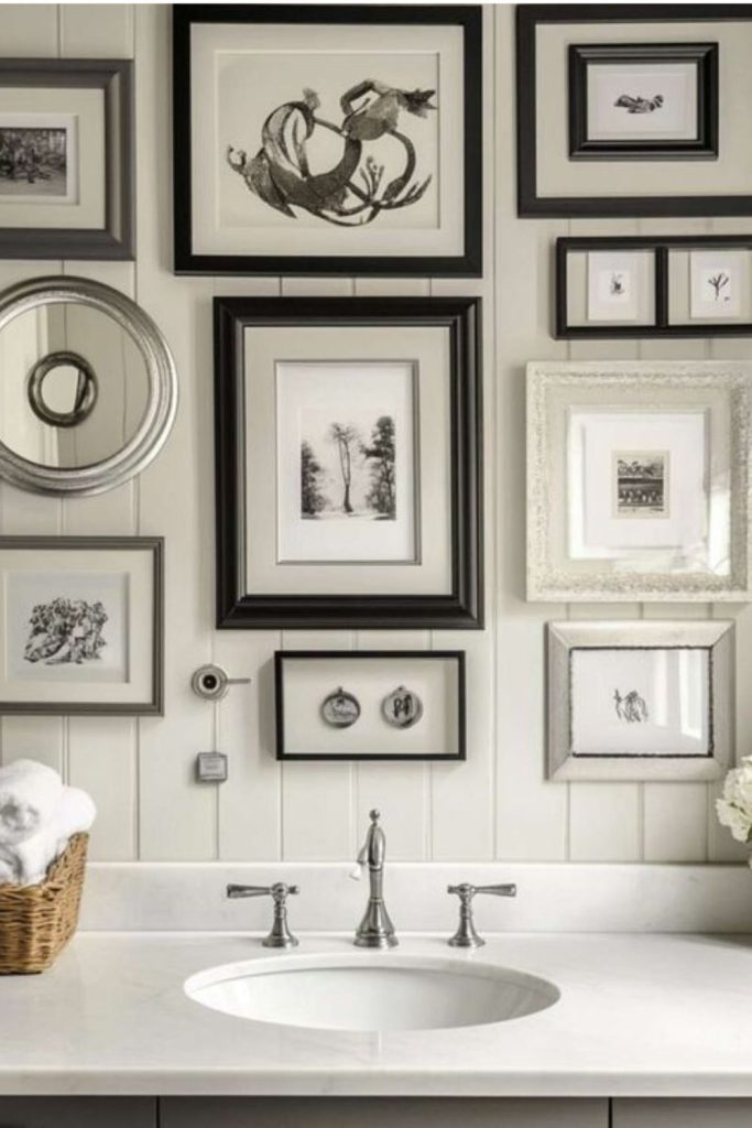 Collected curiosities bathroom gallery display