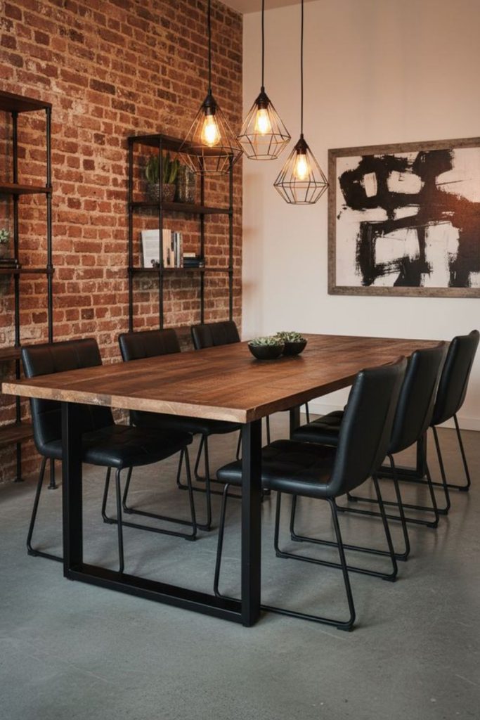 Compact unfinished basement dining area