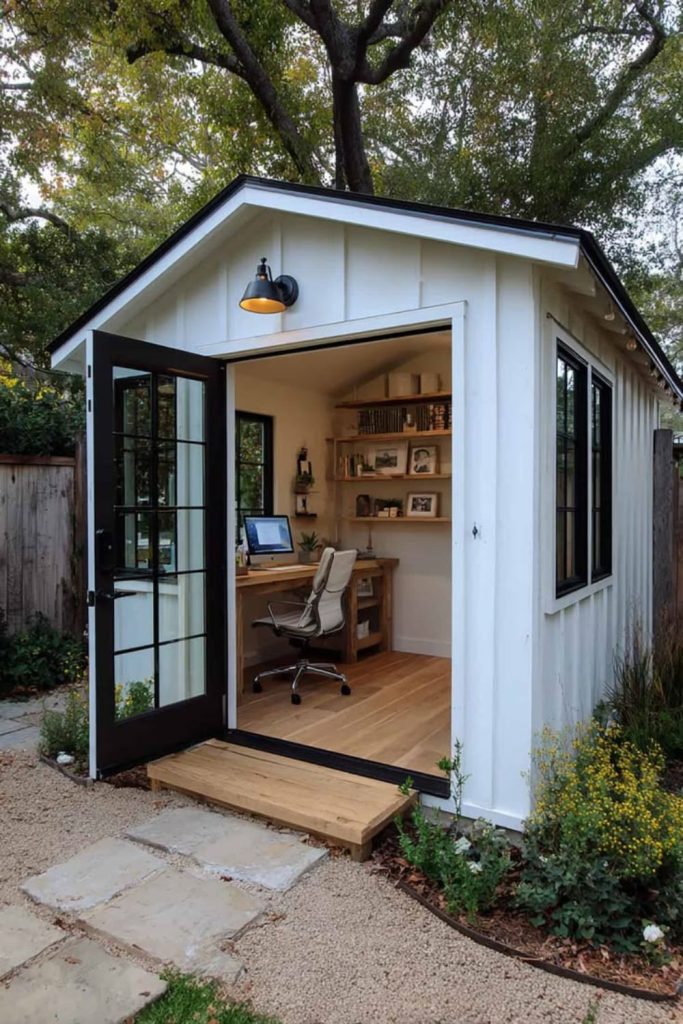 Garden shed transformed into tiny home.