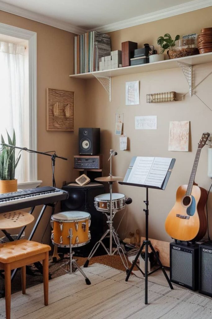 Compact box room music studio setup.