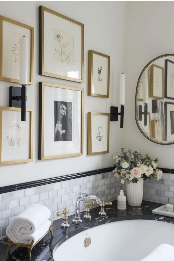 Contemporary bathroom art museum wall
