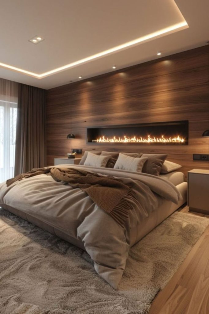 Contemporary glass bedroom with indoor greenery.