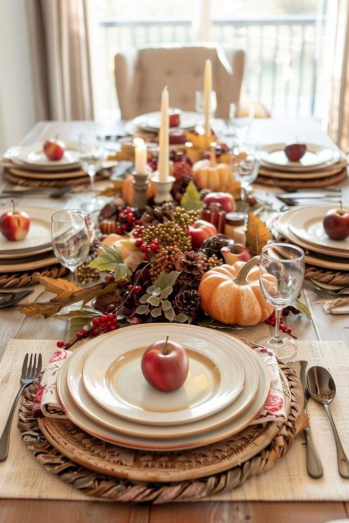 Contemporary luxury Thanksgiving tablescape centerpiece