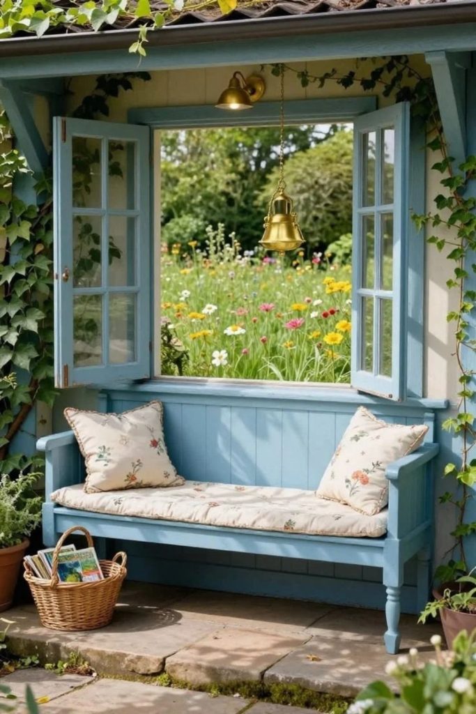 Cottage garden floral window seat.