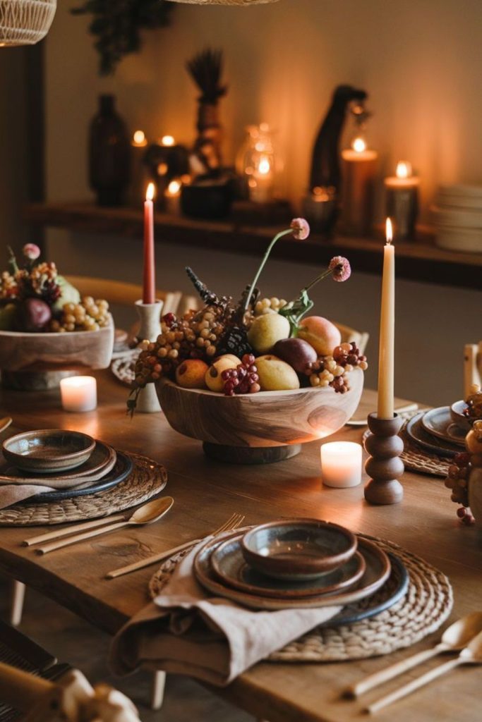 Cozy Friendsgiving autumn table setting