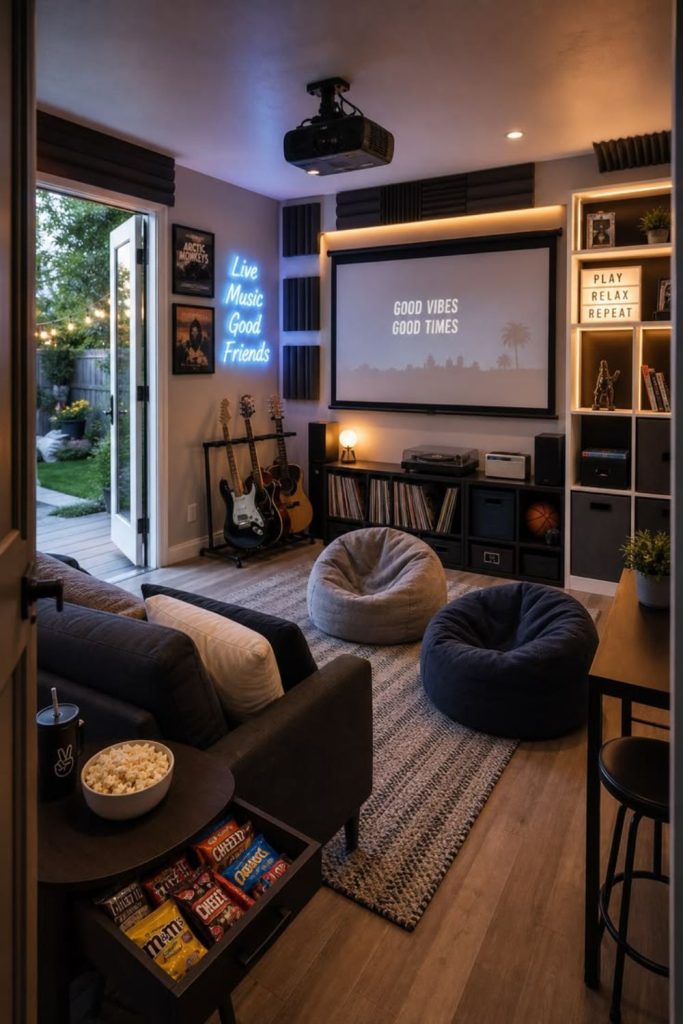 Affordable teen basement hangout space