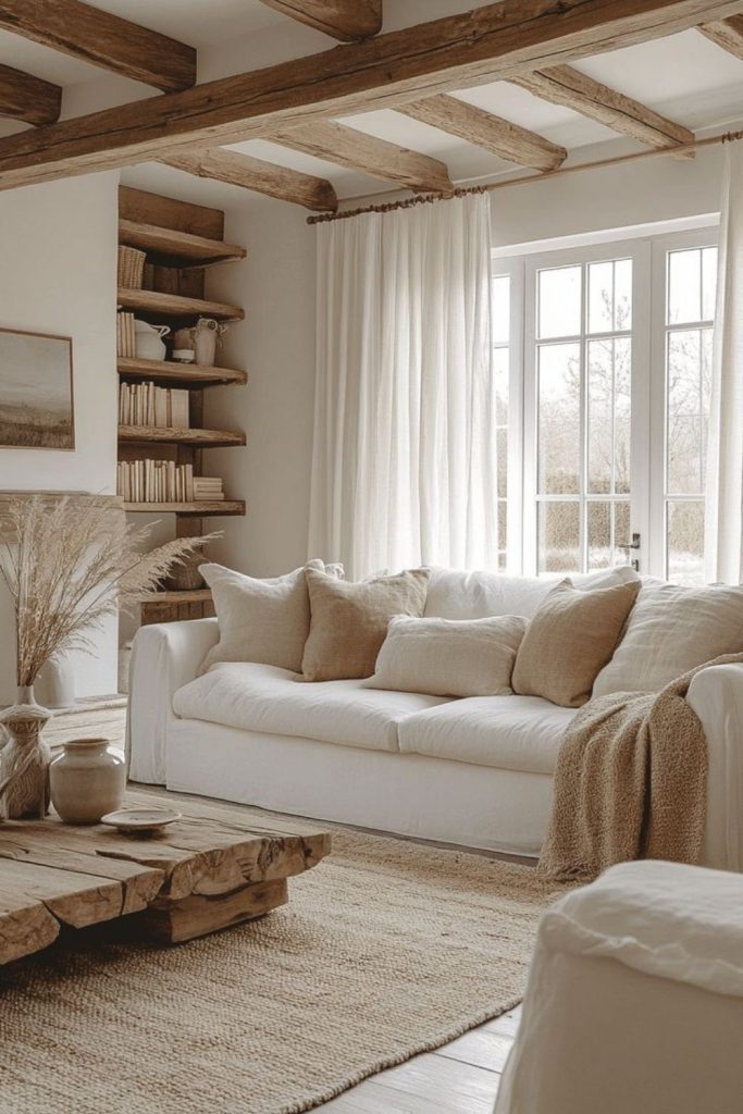 Creamy neutral cosy room with textures.