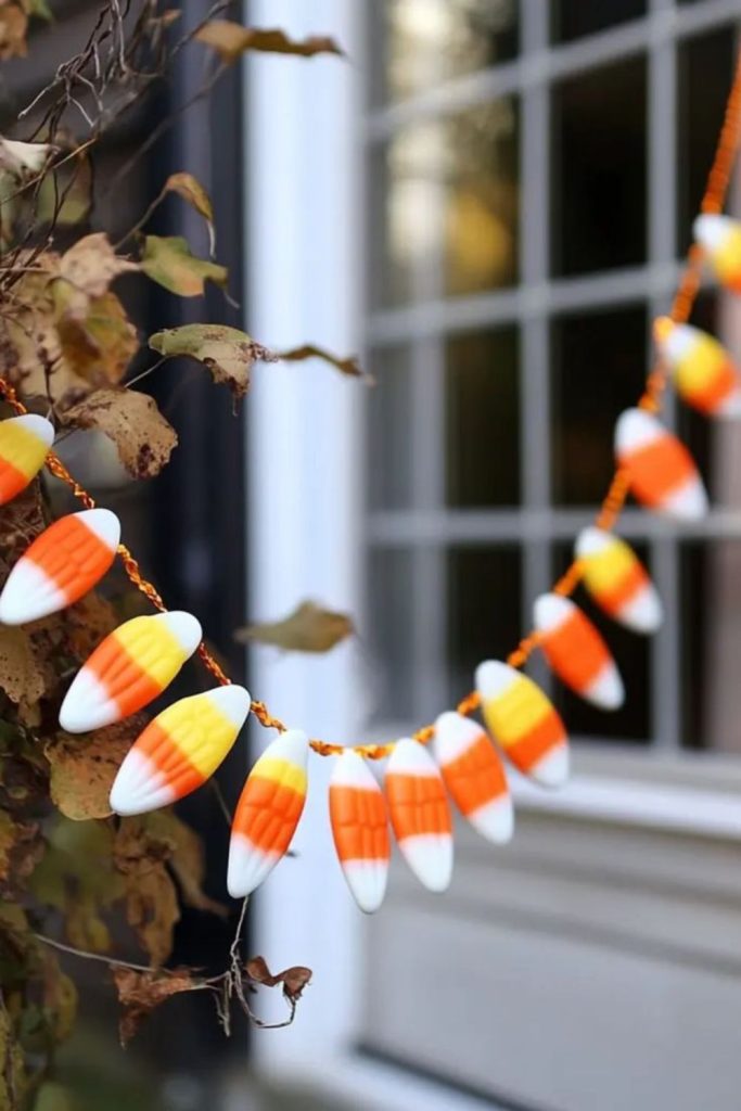 Candy corn Halloween garland DIY decor