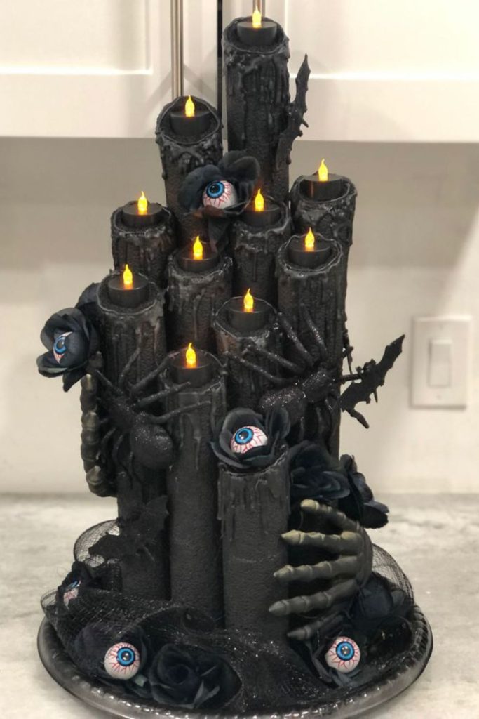 Creepy spider Halloween candle decorations