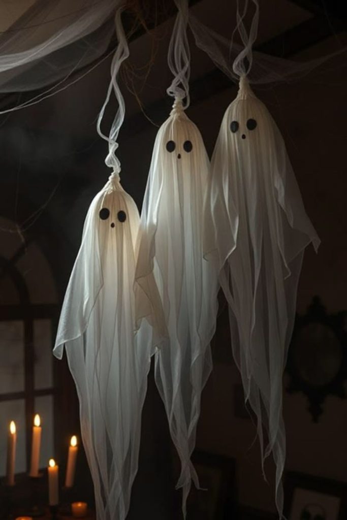 Floating cheesecloth ghost Halloween decorations