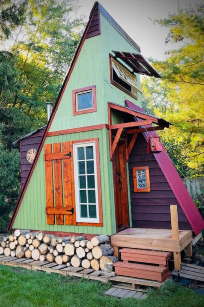 DIY skid foundation tiny cabin.
