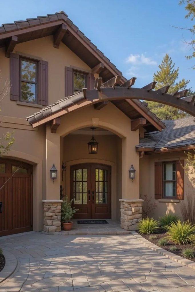 Desert sand house with rust brown.