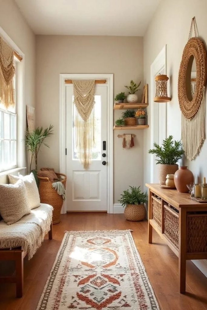 Bohemian entryway with earthy textures