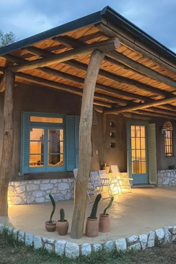 Eco-friendly straw bale tiny home.