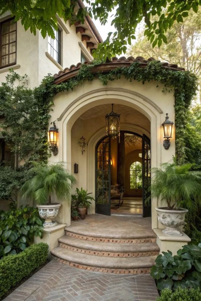 Elegant archway entrance house design.