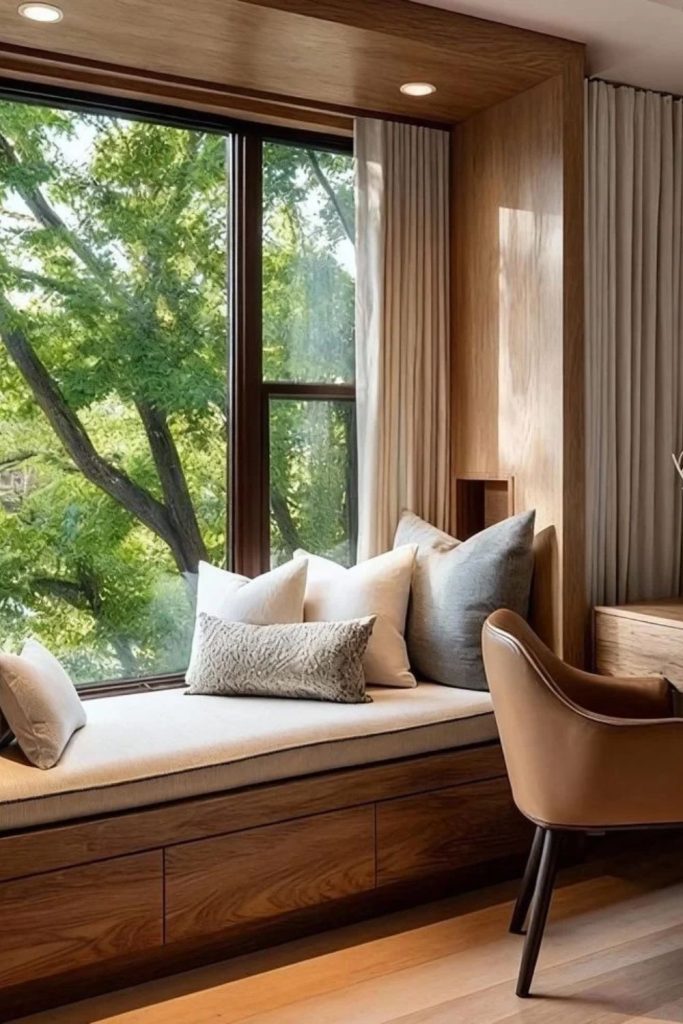 Elegant hotel-style window seat.