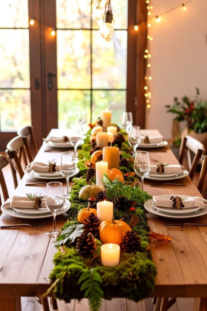 Enchanted forest Thanksgiving tablescape centerpiece